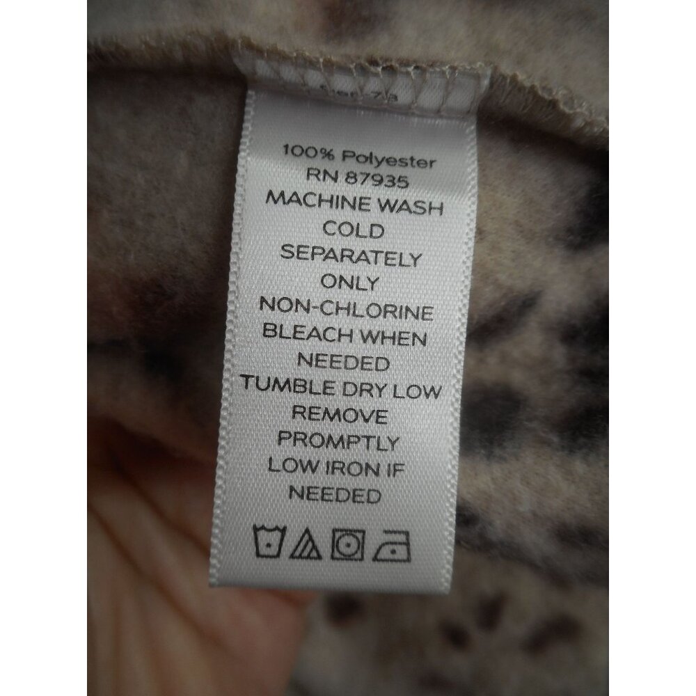 QVC Susan Graver Womens Beige Animal Print Fleece Jacket Fleece Long Sleeve Sz 2 - Picture 7 of 7